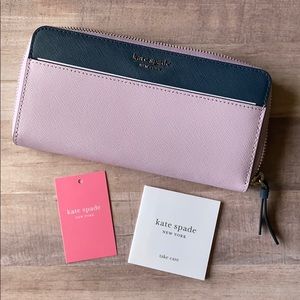 NWT Kate Spade Purple and Navy Blue zipper Wallet